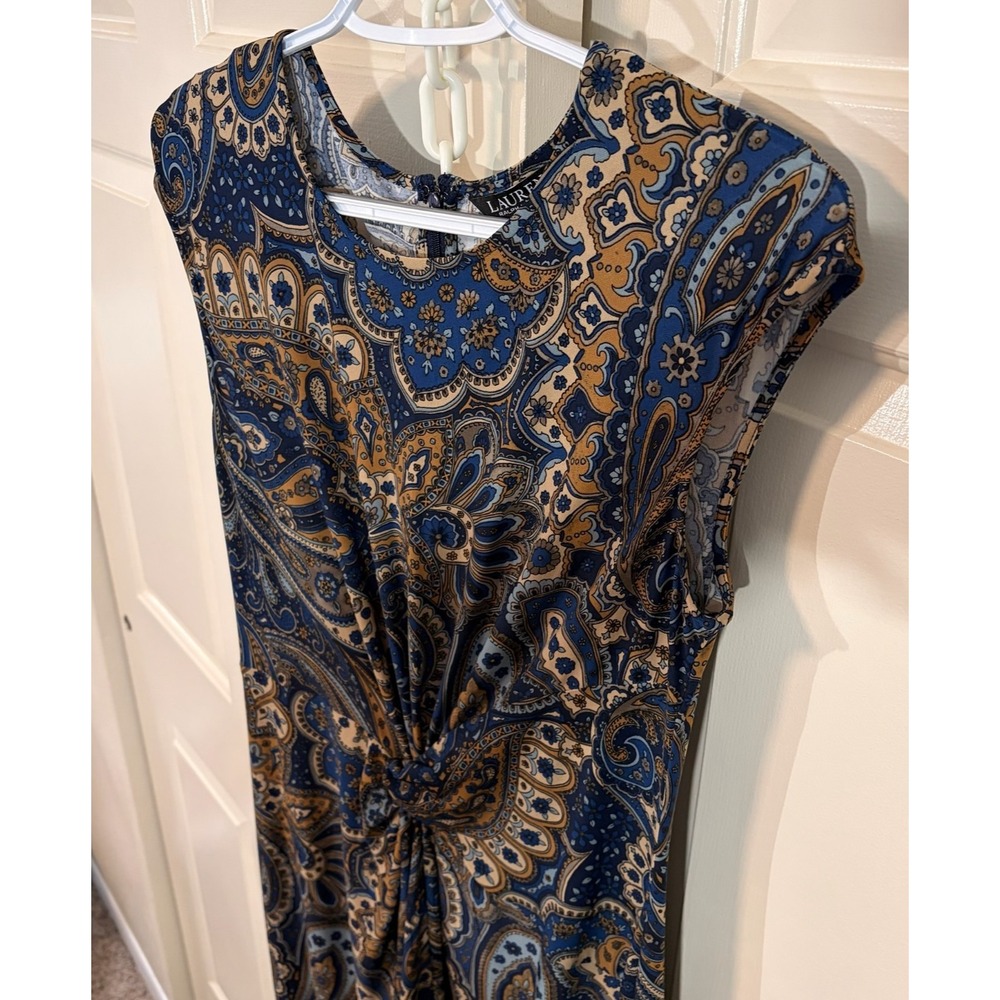 NEW Ralph Lauren LRL Paisley Twist Front Dress Sz 8 Multicolor Elegant Classic - Picture 2 of 12